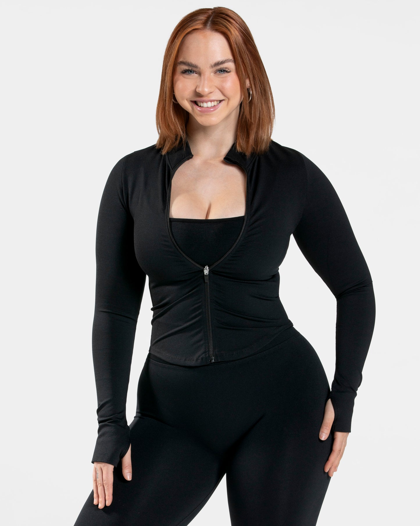 Femme Shaping Zip Jacke "Schwarz"